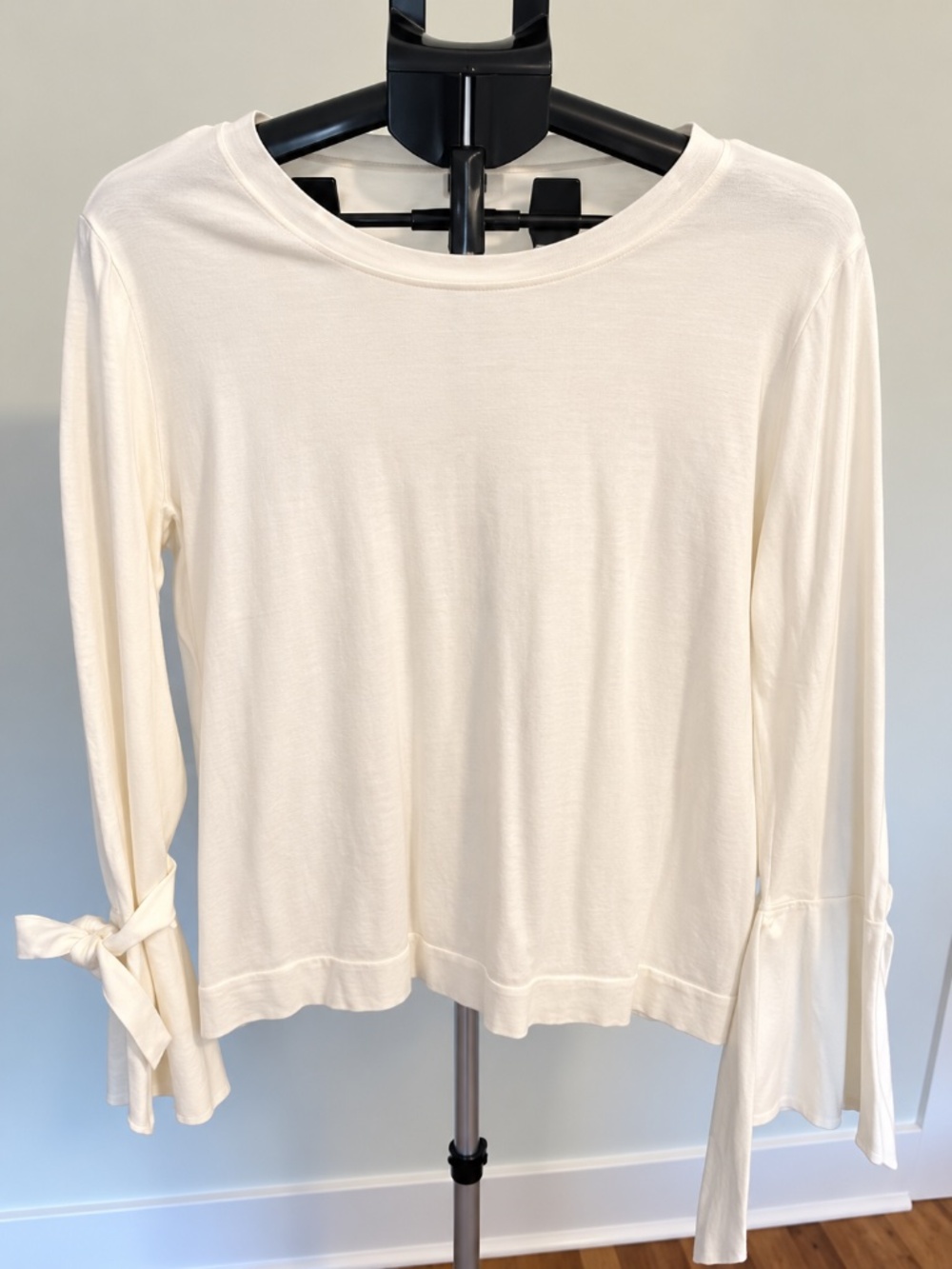 J.Crew Cream Tie Cuff Long Sleeve Top XL Bell Sleeve